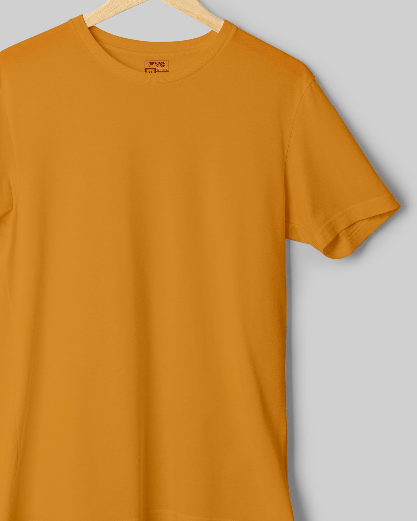 FVO Men's Mustard Basic Round Neck Cotton T-shirt.