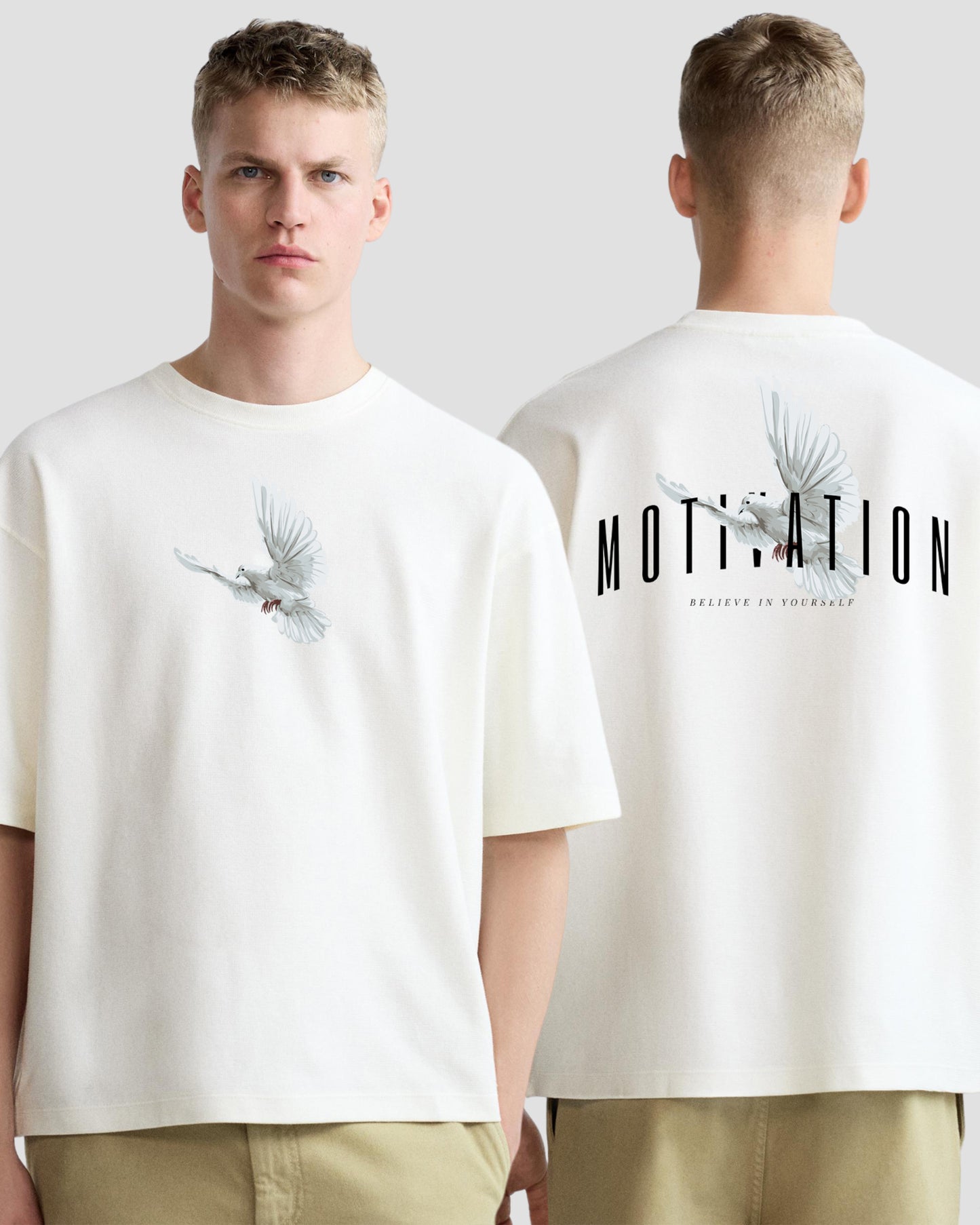 motivation white oversized tshirt.