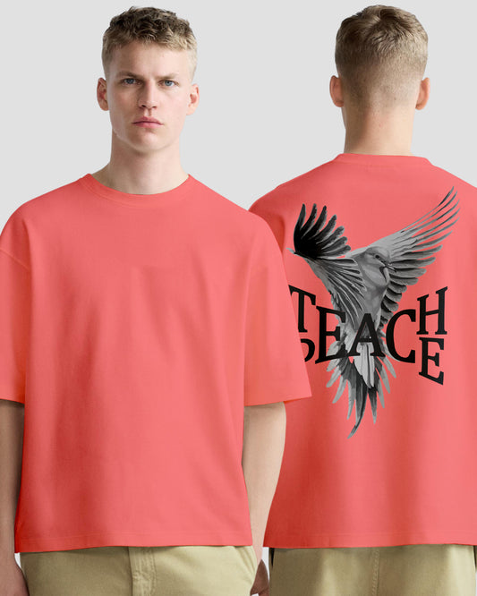 teach peace peach cotton oversized tshirt.