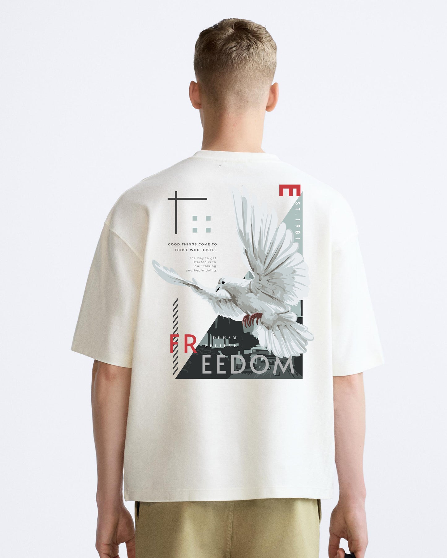 freedom bird white oversized tshirt.