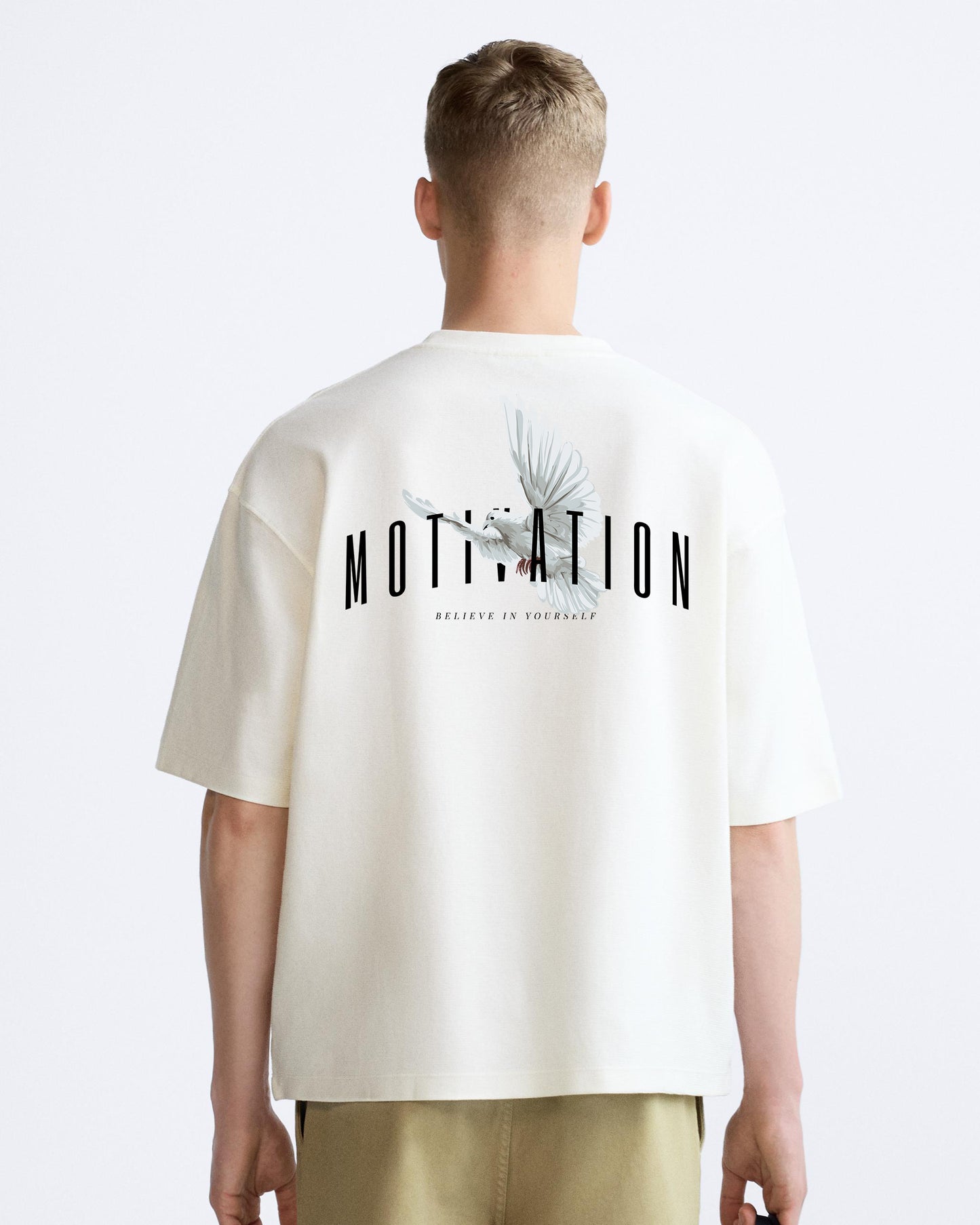 motivation white oversized tshirt.