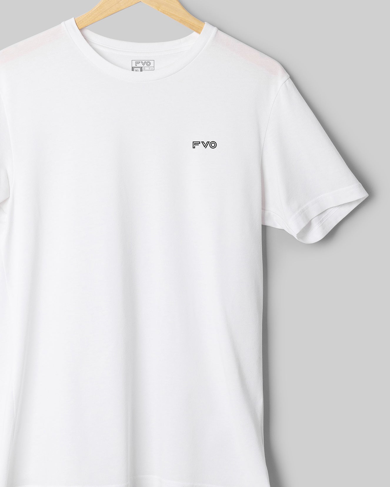 FVO Men's Logo Printed Round Neck Cotton White T-shirt.