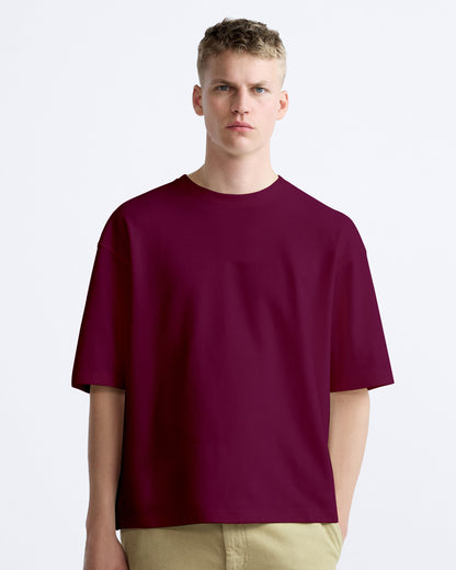 teach peace maroon cotton oversized tshirt.