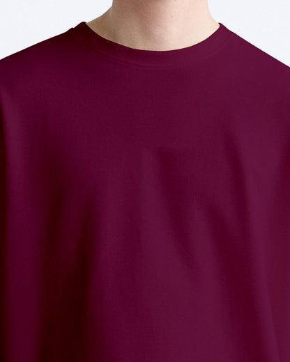 teach peace maroon cotton oversized tshirt.