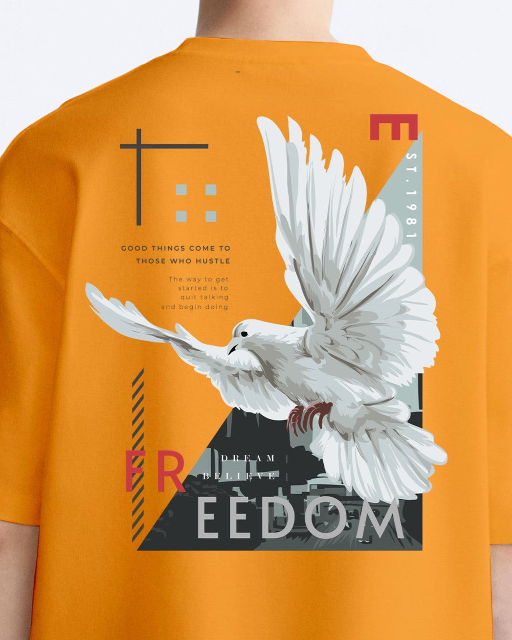 freedom bird mustard oversized tshirt.