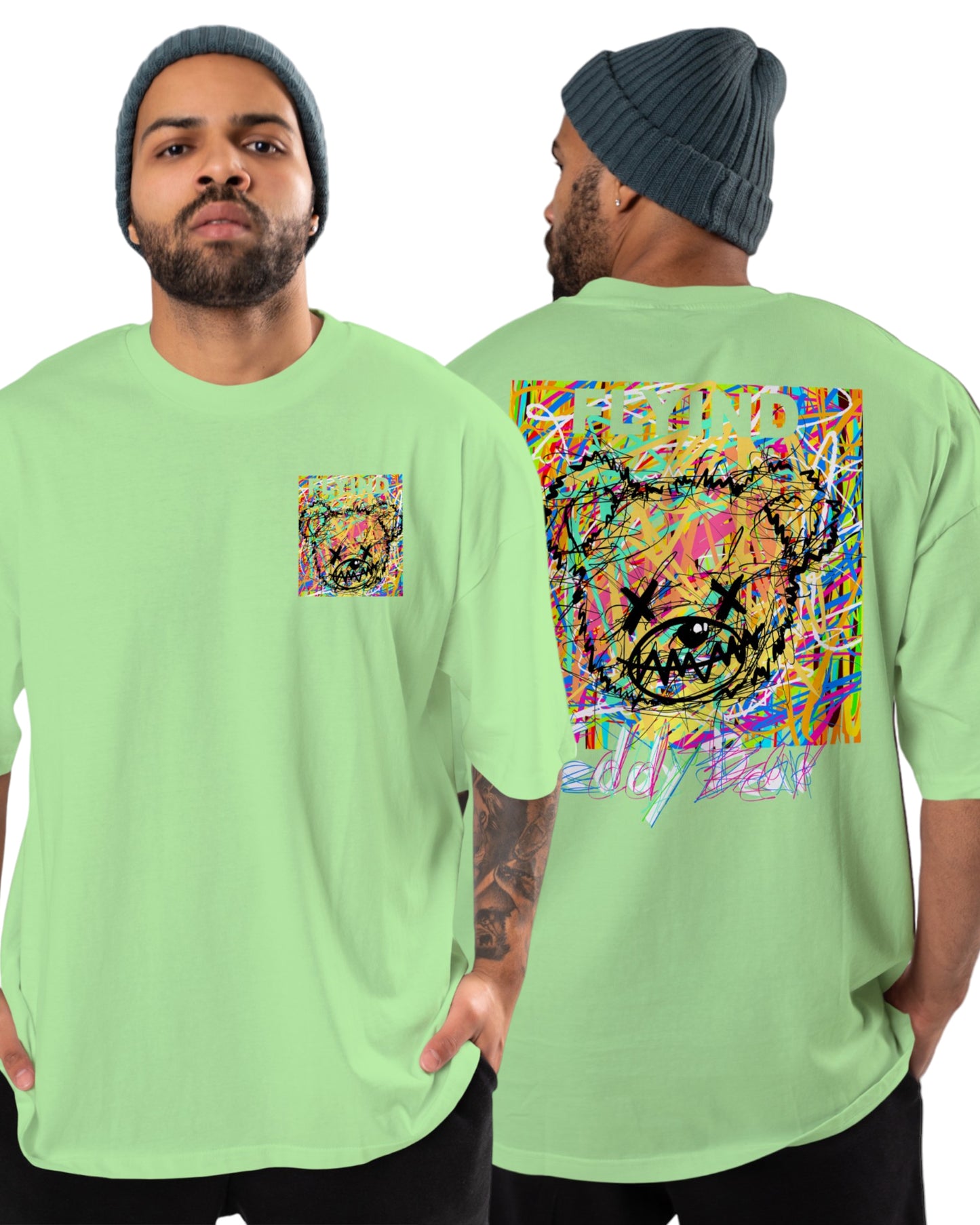 men's cotton oversize tshirt with back front print design.