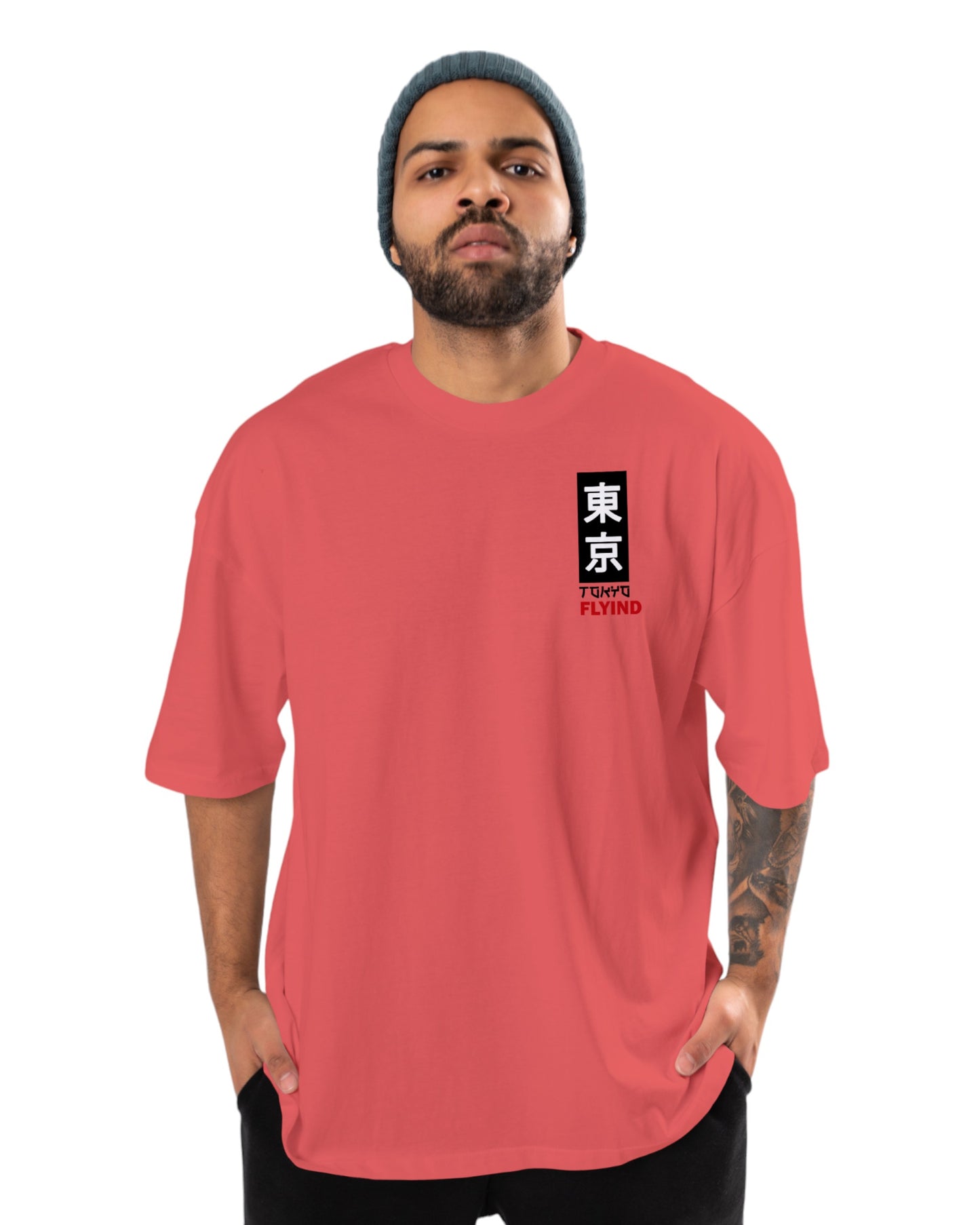 men's cotton oversize tshirt with back front print design.