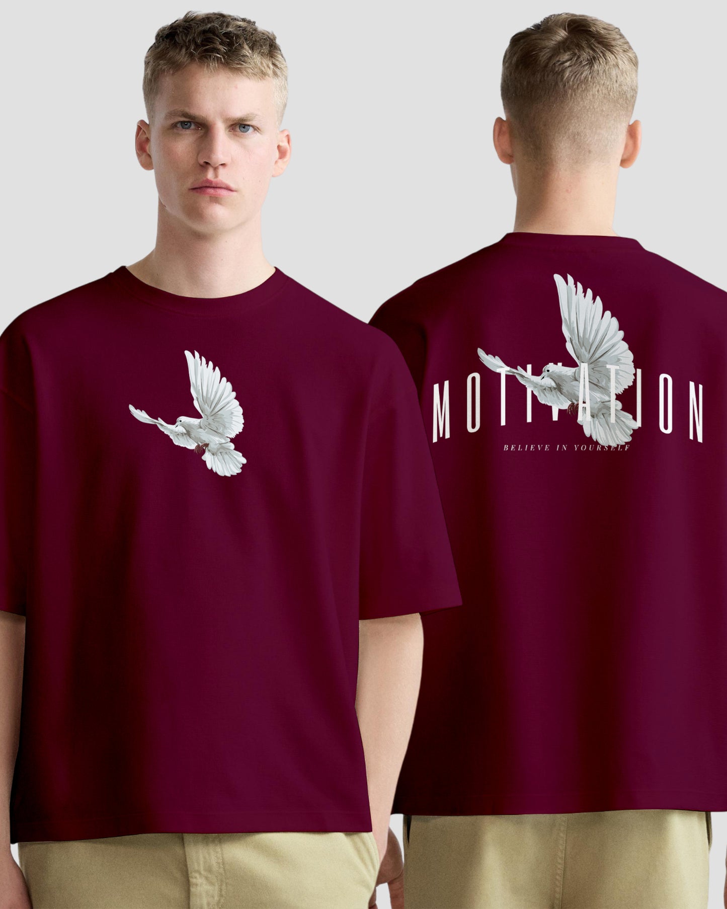 motivation maroon oversized tshirt.