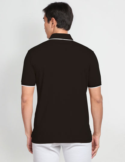 FVO Men's Polo Tshirt Single Pockety Polo Neck Cotton Sinker BLACK T-shirt.