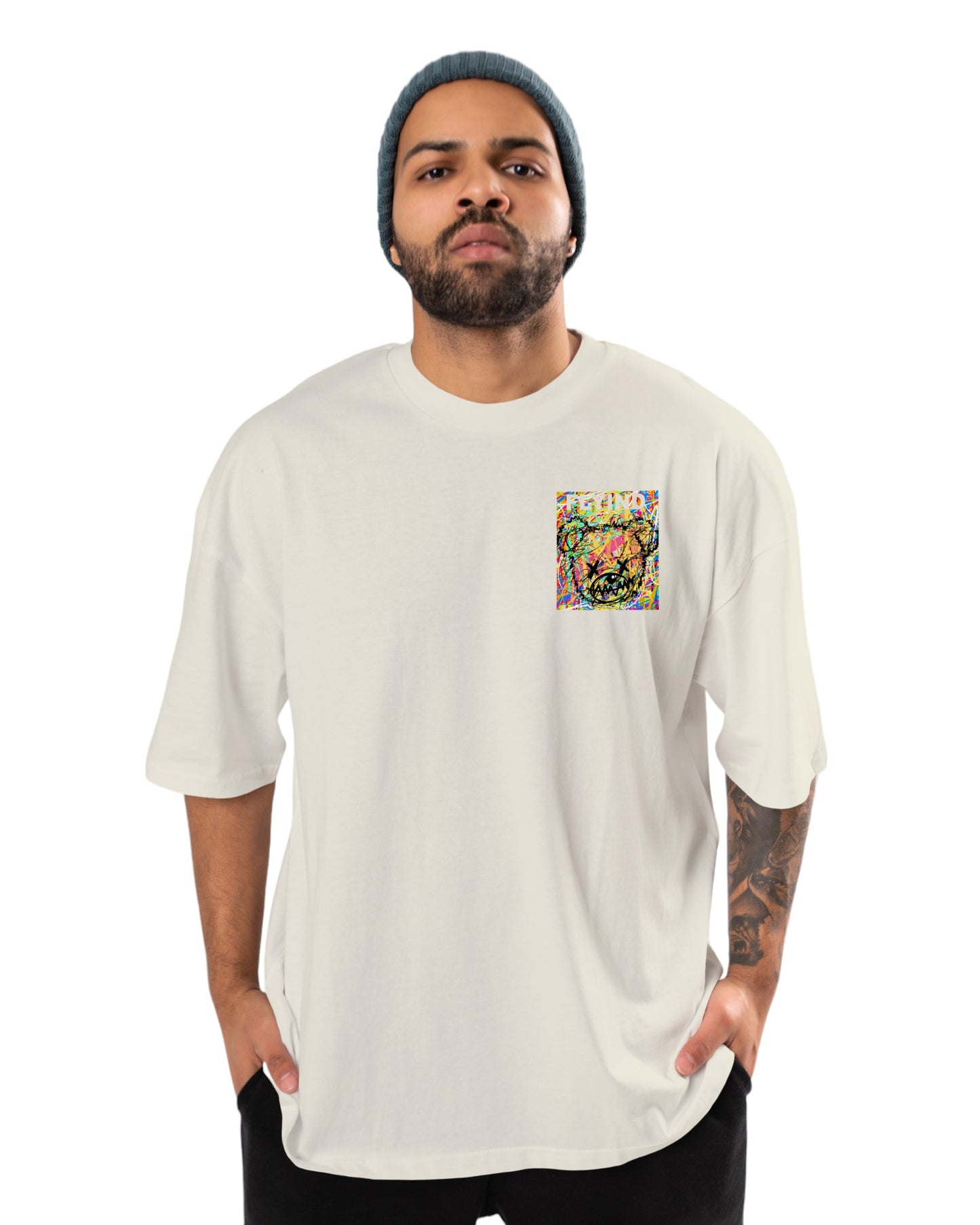 men's cotton oversize tshirt with back front print design.