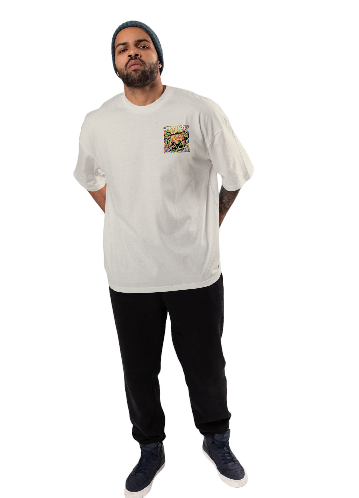 men's cotton oversize tshirt with back front print design.