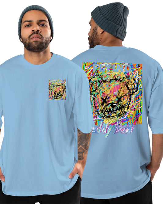 men's cotton oversize tshirt with back front print design.