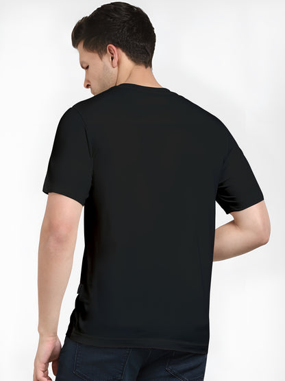 FVO Printed half sleeve round neck cotton Nobody Care Black t-shirt.