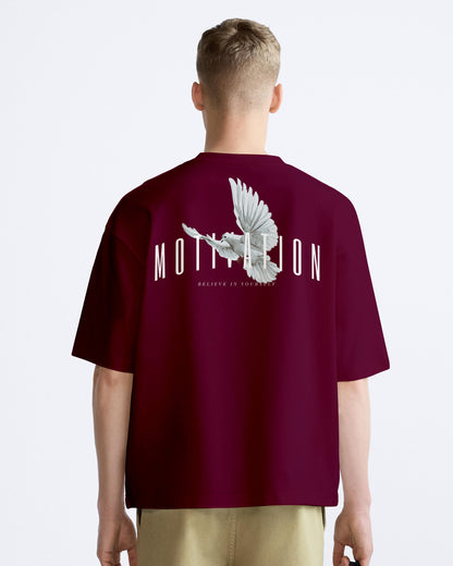 motivation maroon oversized tshirt.