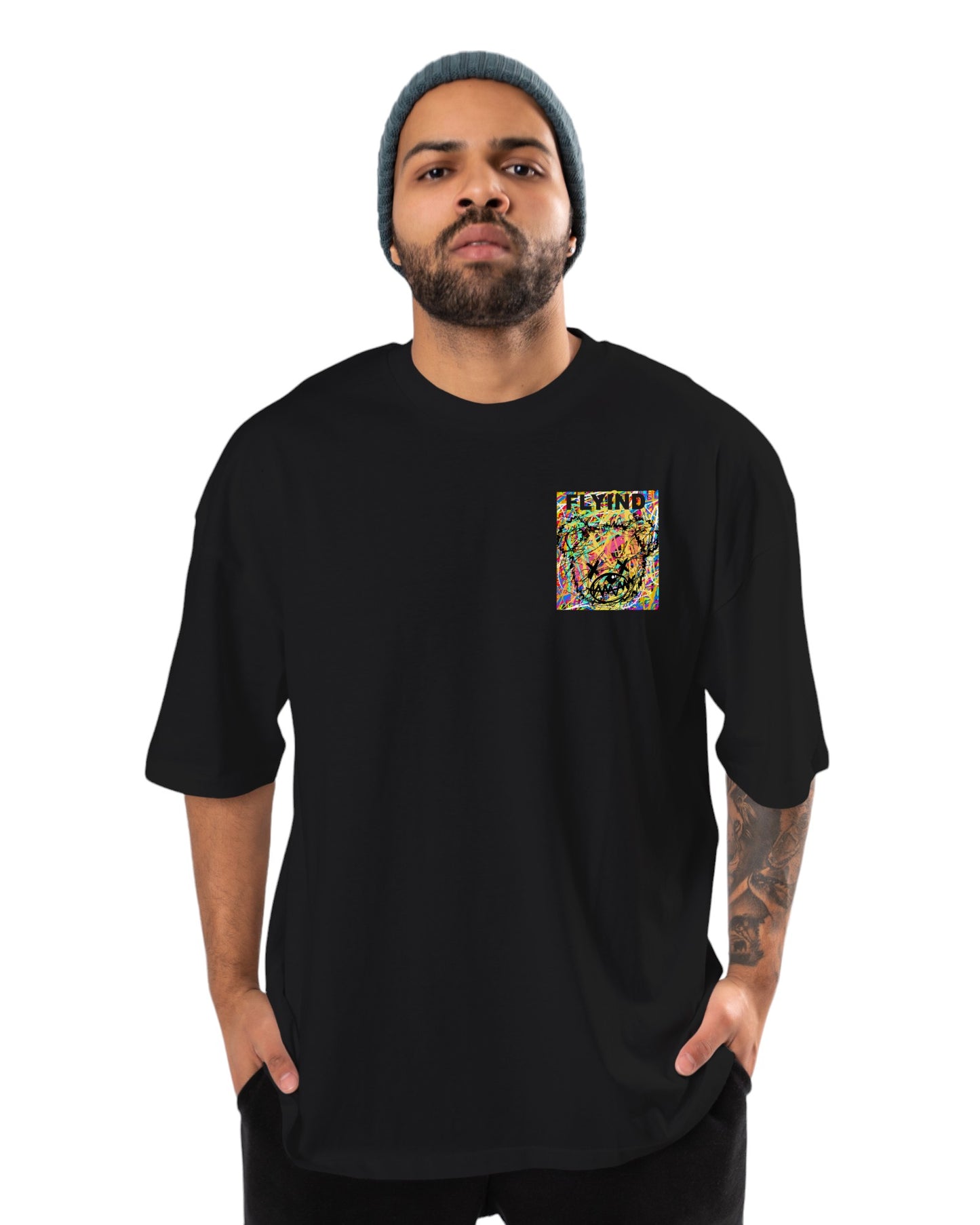 men's cotton oversize tshirt with back front print design.