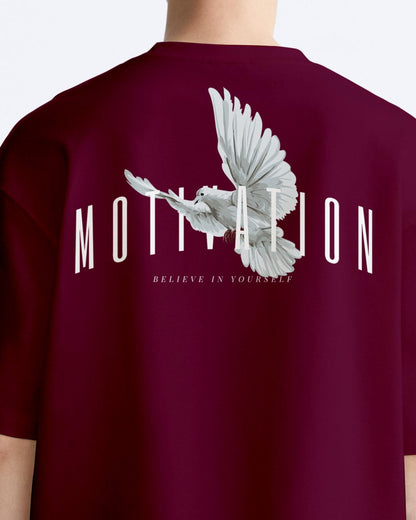 motivation maroon oversized tshirt.