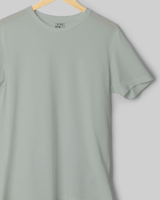 FVO Men's Grey Basic Round Neck Cotton T-shirt.