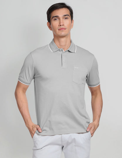 FVO Men's Polo Tshirt Single Pockety Polo Neck Cotton Sinker GREY T-shirt.