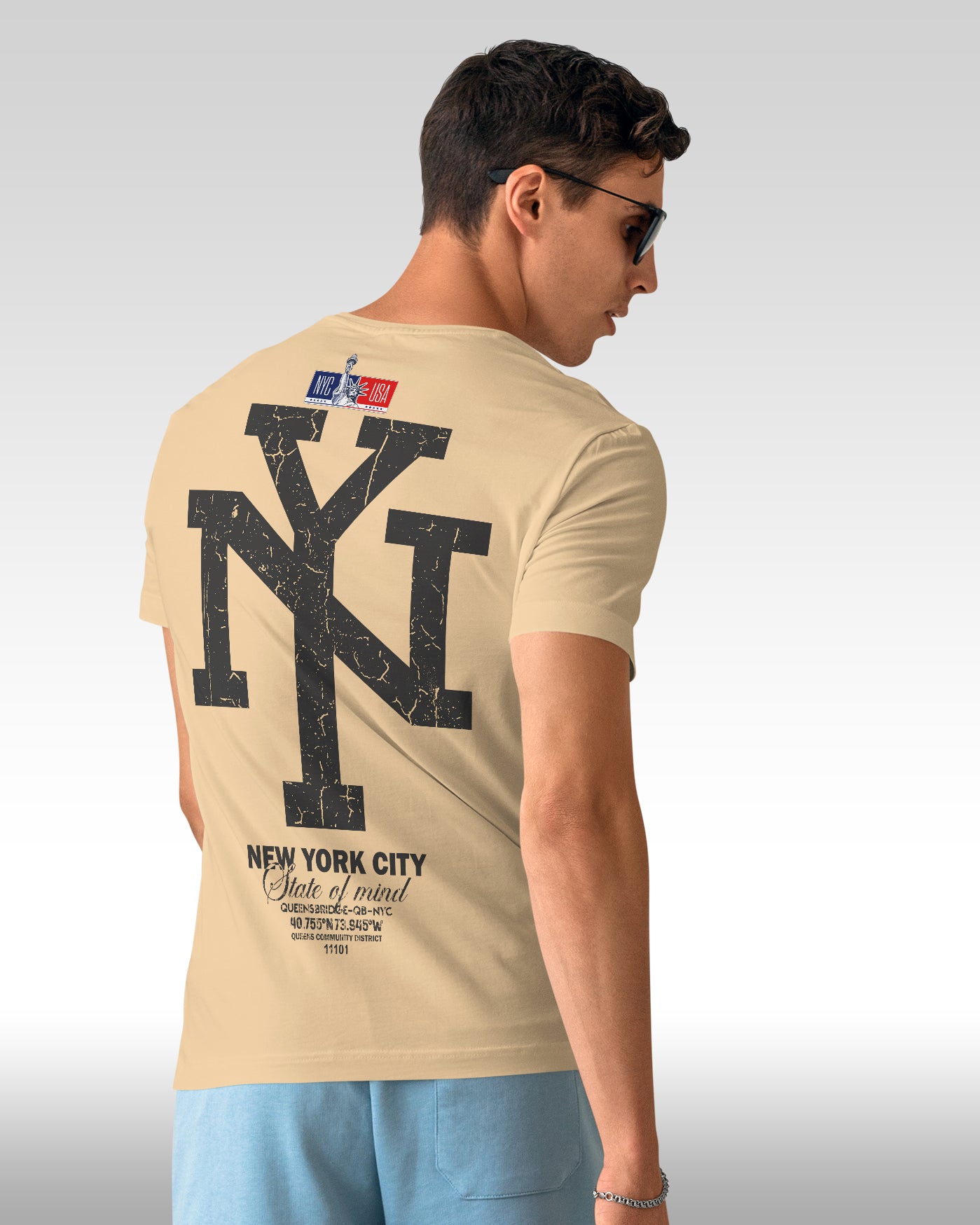 FVO Printed half sleeve round neck cotton NEW YORK CITY tshirt.