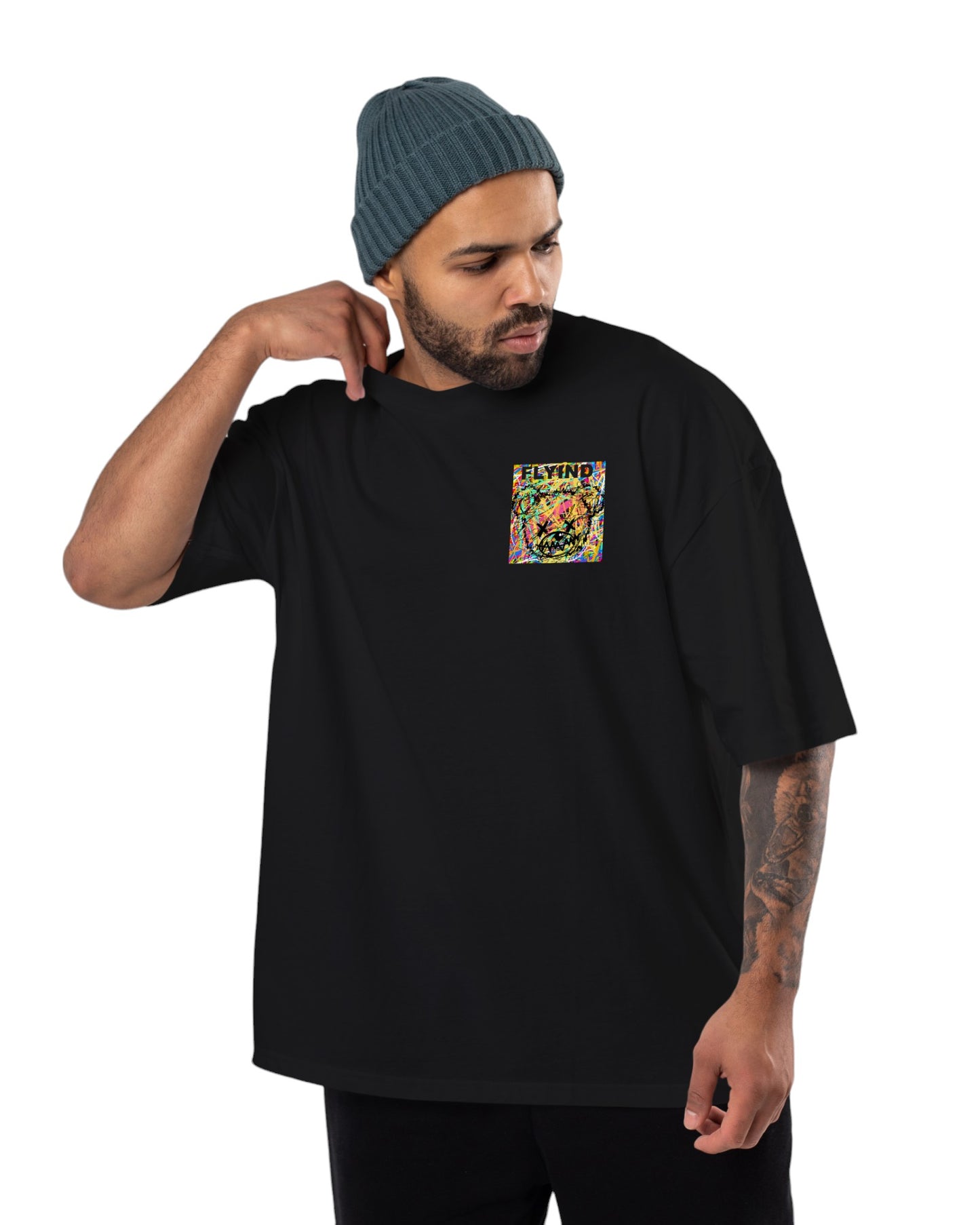 men's cotton oversize tshirt with back front print design.