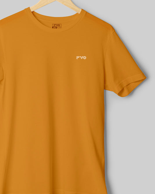 FVO Men's Logo Printed Round Neck Cotton Mustard T-shirt.