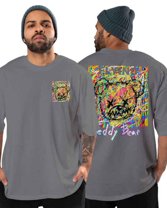 men's cotton oversize tshirt with back front print design.