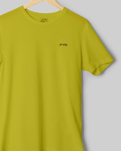 FVO Men's Logo Printed Round Neck Cotton Lemon T-shirt.