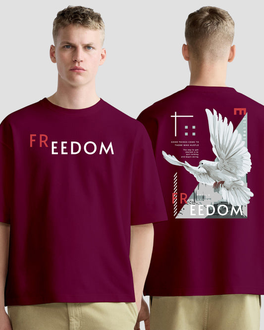 freedom bird maroon oversized tshirt.