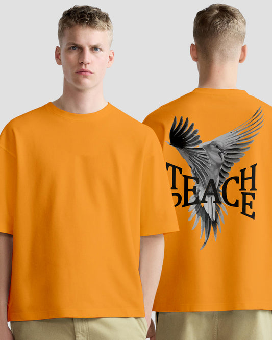 teach peace mustard cotton oversized tshirt.