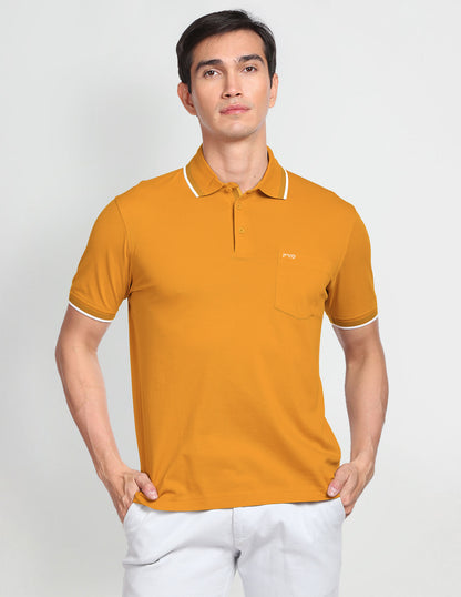 FVO Men's Polo Tshirt Single Pockety Polo Neck Cotton Sinker MUSTARD T-shirt.