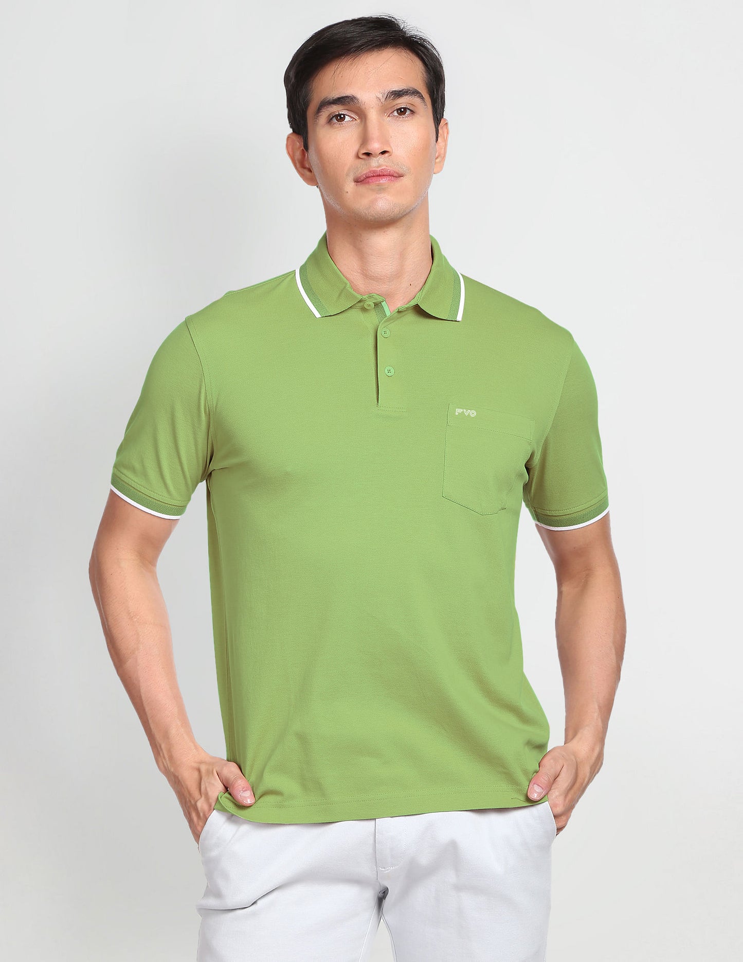 FVO Men's Polo Tshirt Single Pockety Polo Neck Cotton Sinker GREEN T-shirt.