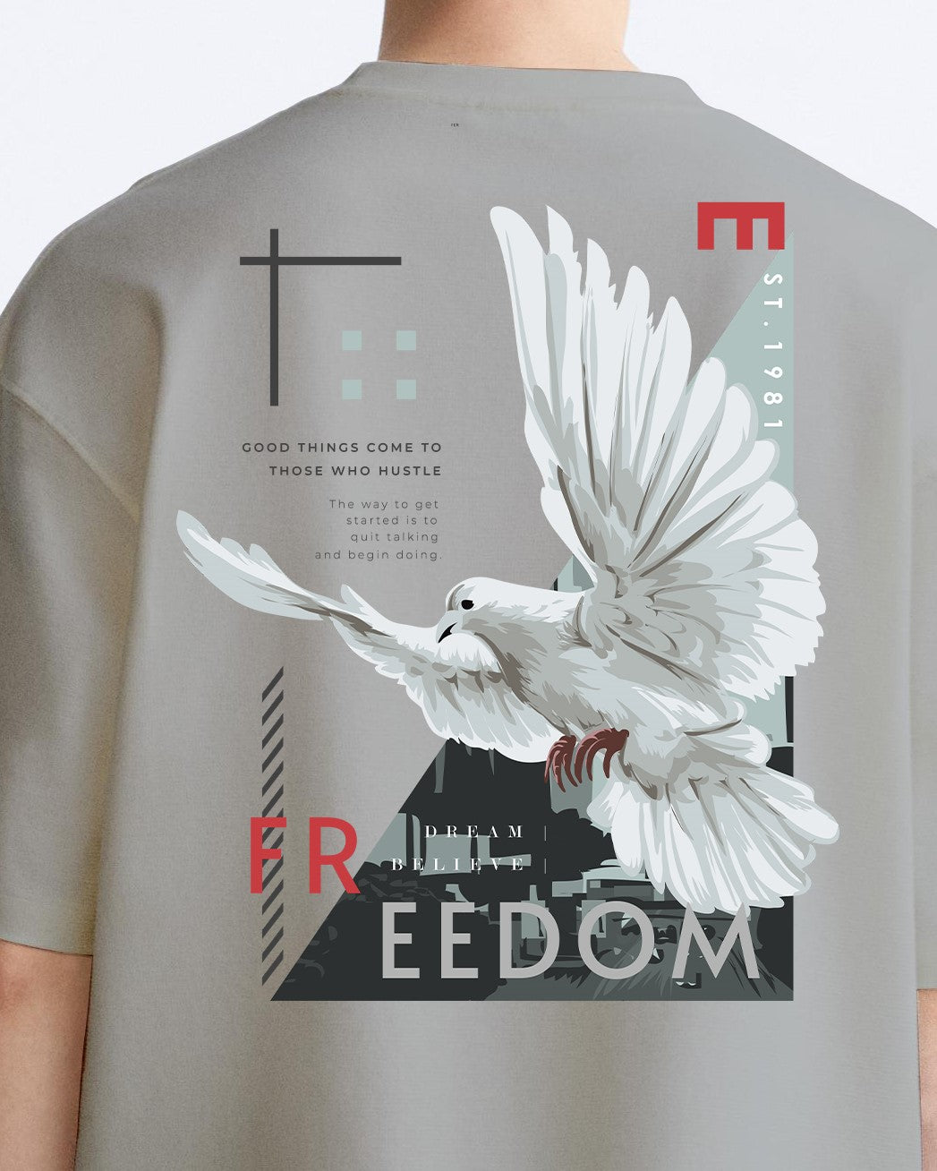 freedom bird grey oversized tshirt.