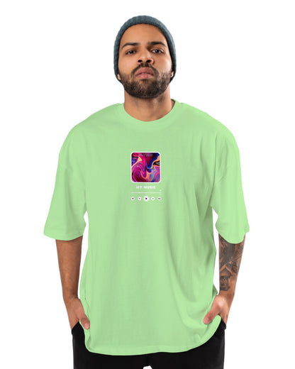 men's cotton oversize tshirt with back front print design.