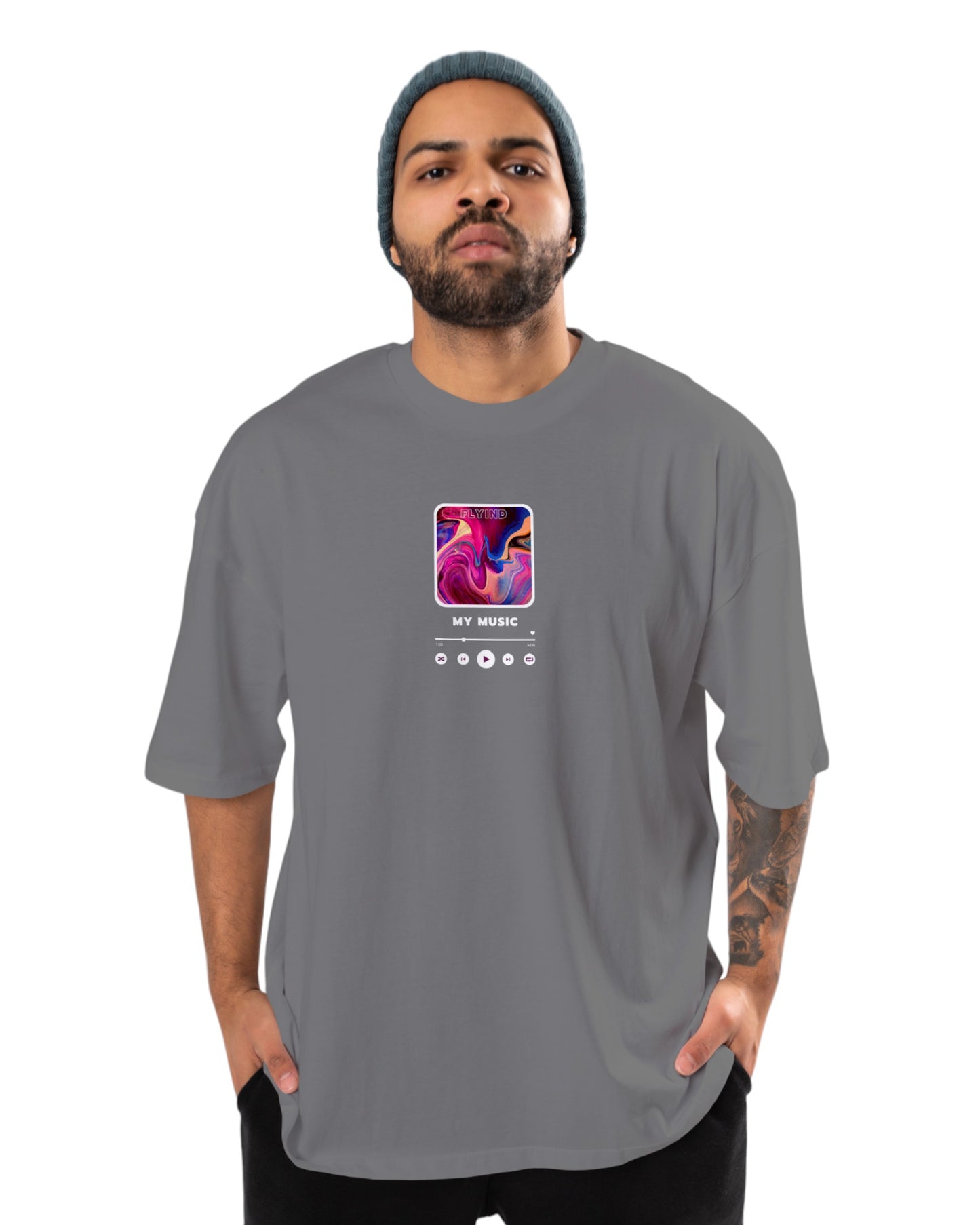 men's cotton oversize tshirt with back front print design.