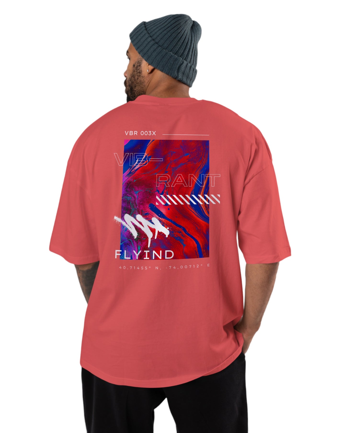 men's cotton oversize tshirt with back front print design.