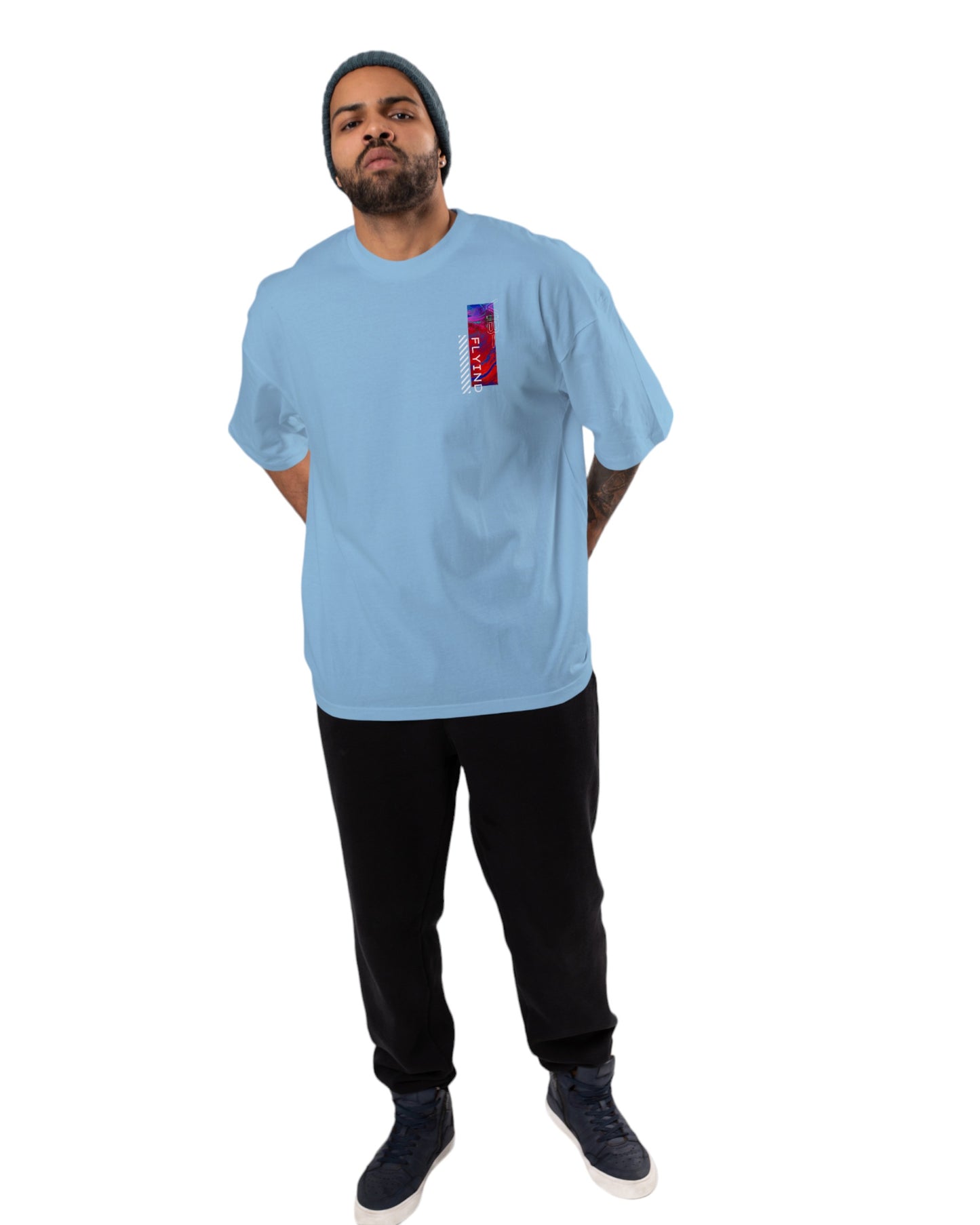 men's cotton oversize tshirt with back front print design.