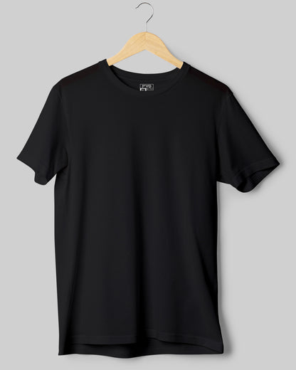 FVO Men's Black Basic Round Neck Cotton T-shirt.