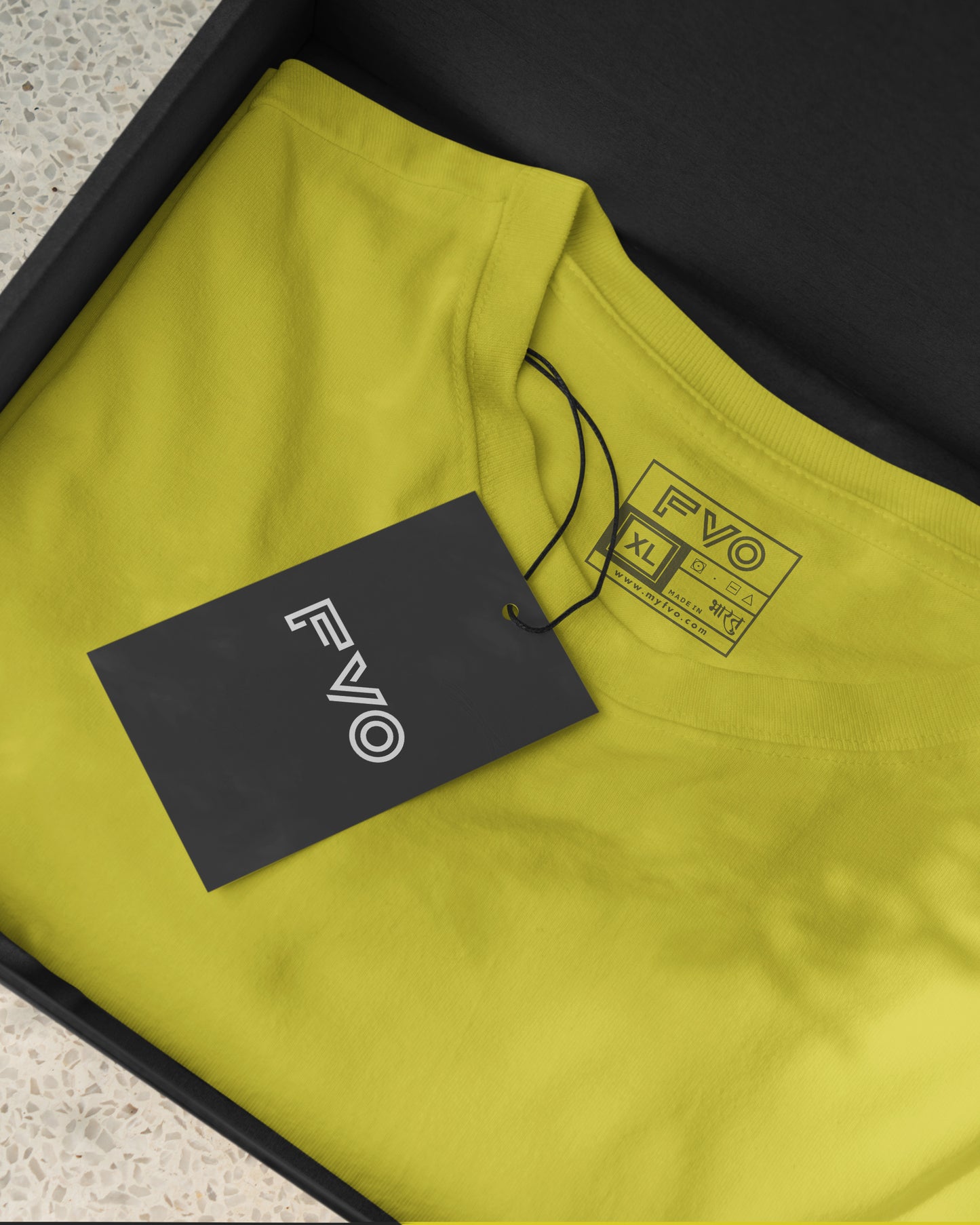 FVO Men's Lemon Basic Round Neck Cotton T-shirt.