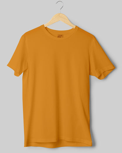 FVO Men's Mustard Basic Round Neck Cotton T-shirt.