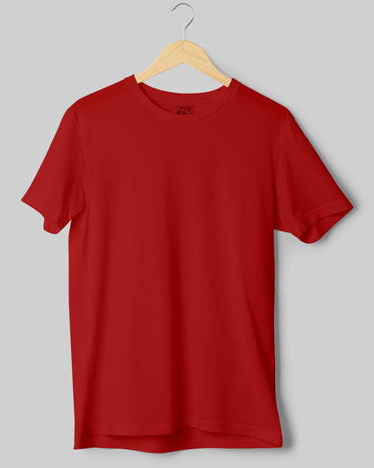 FVO Men's Red Basic Round Neck Cotton T-shirt.