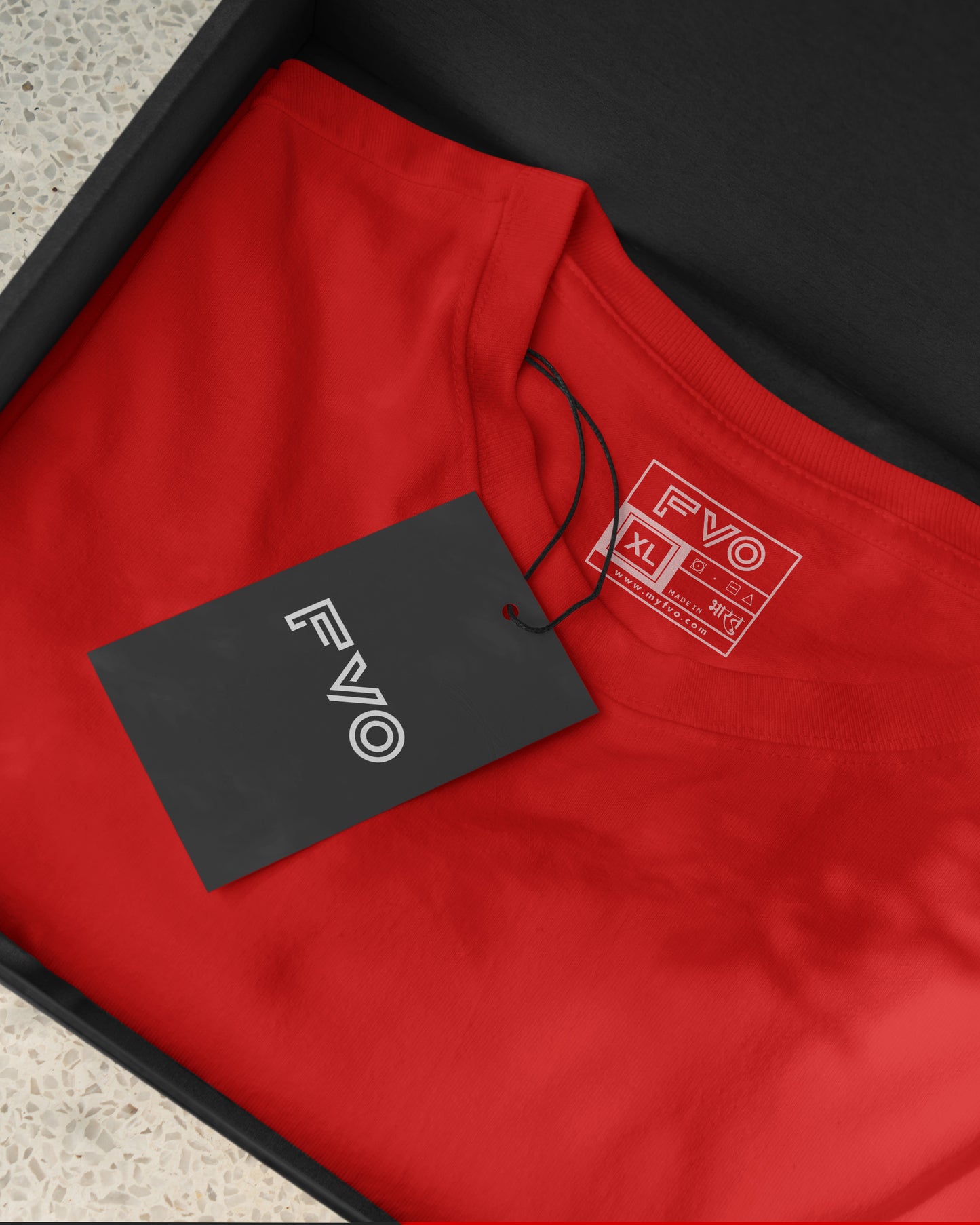 FVO Men's Red Basic Round Neck Cotton T-shirt.