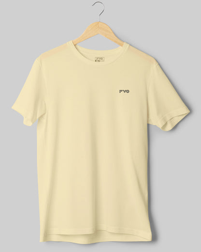 FVO Men's Logo Printed Round Neck Cotton Cream T-shirt.