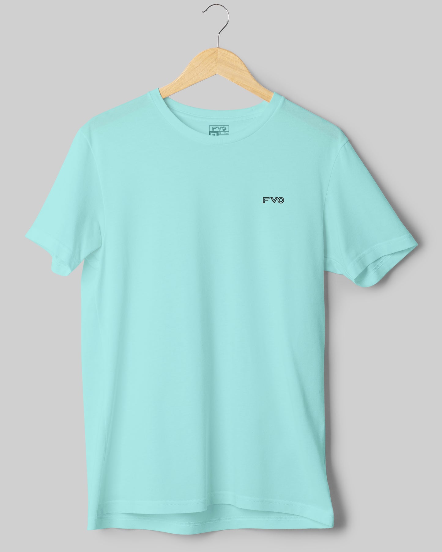 FVO Men's Logo Printed Round Neck Cotton Sky T-shirt.