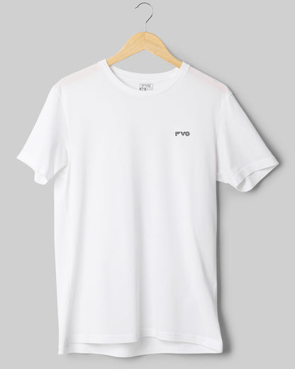 FVO Men's Logo Printed Round Neck Cotton White T-shirt.