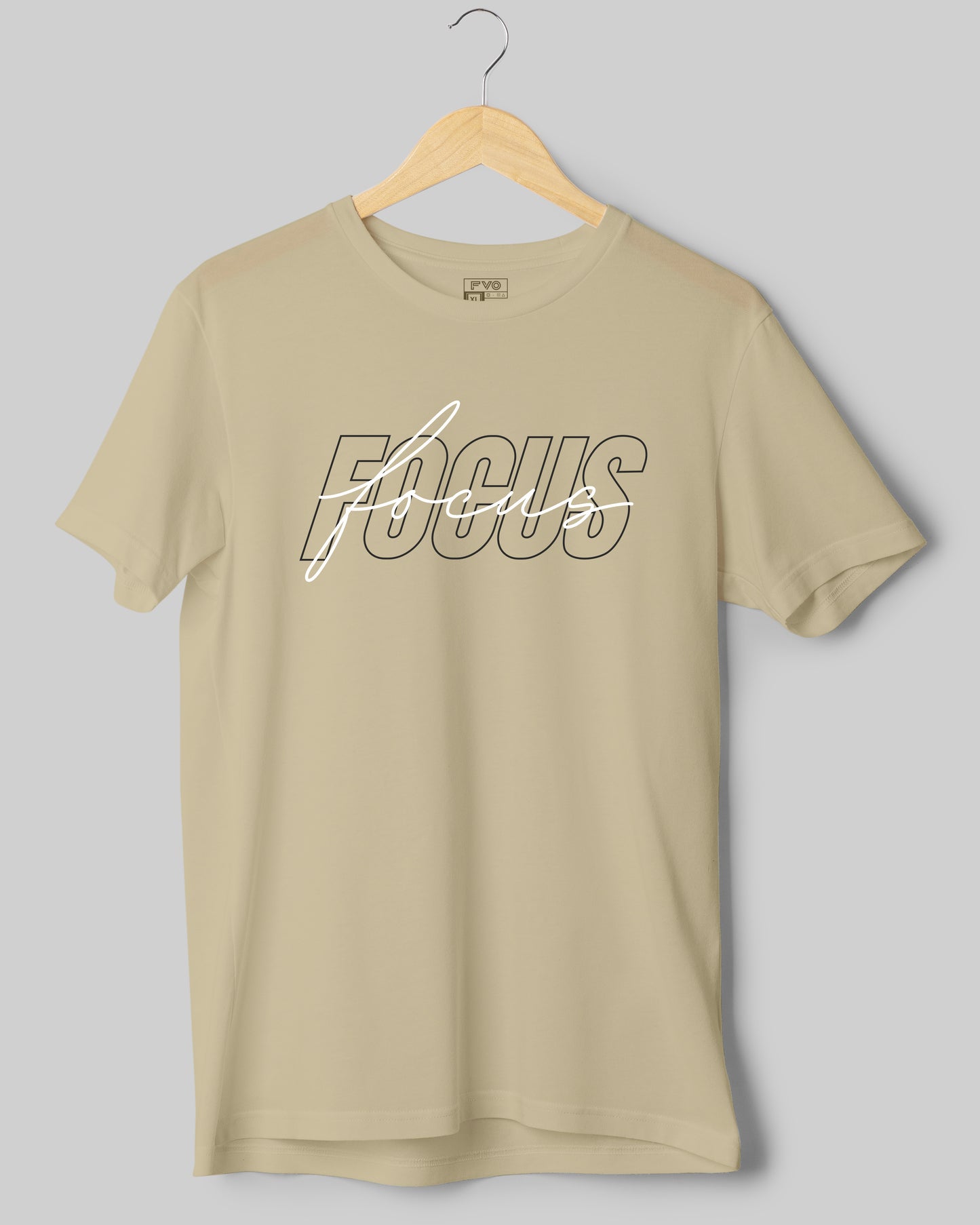 FVO Printed half sleeve round neck cotton Focus beige t-shirt