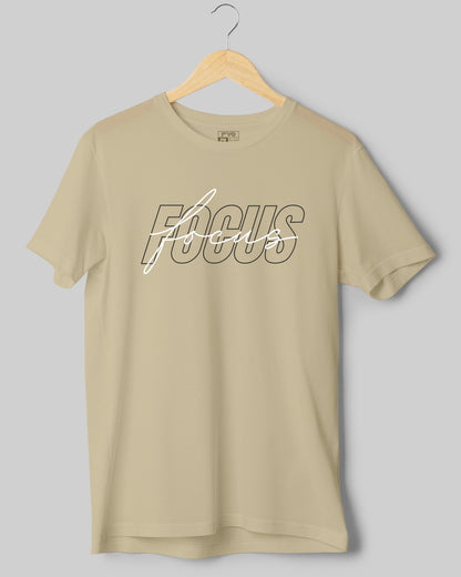 FVO Printed half sleeve round neck cotton Focus beige t-shirt