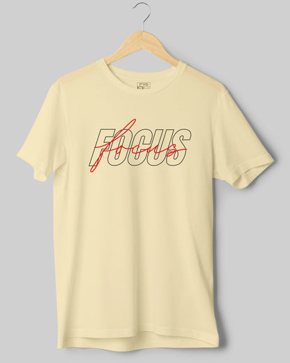 FVO Printed half sleeve round neck cotton Focus cream t-shirt