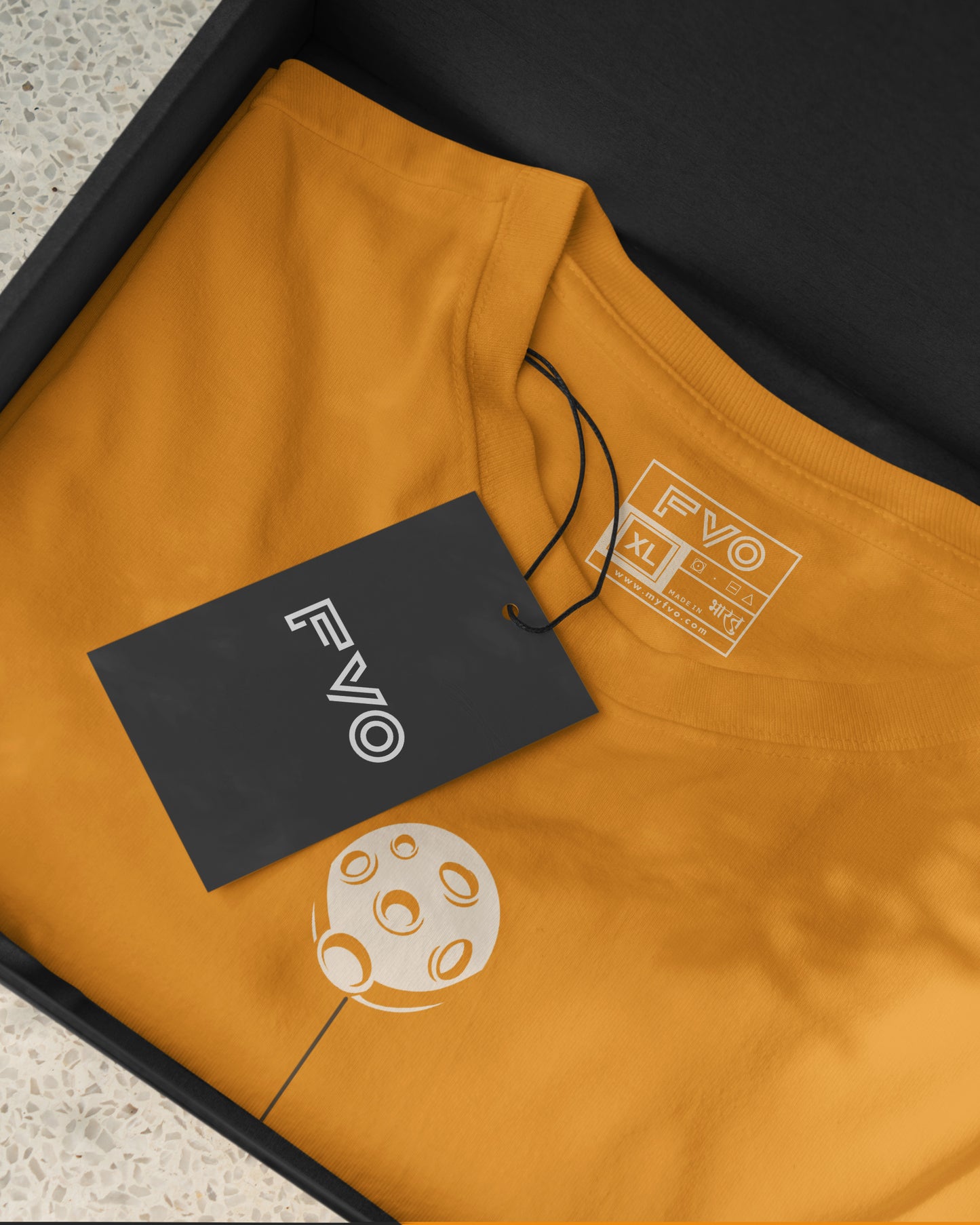 FVO Printed half sleeve round neck cotton Hang in there Mustard t-shirt.