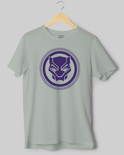 FVO Printed half sleeve round neck cotton Outer Black Panther Logo Grey t-shirt.