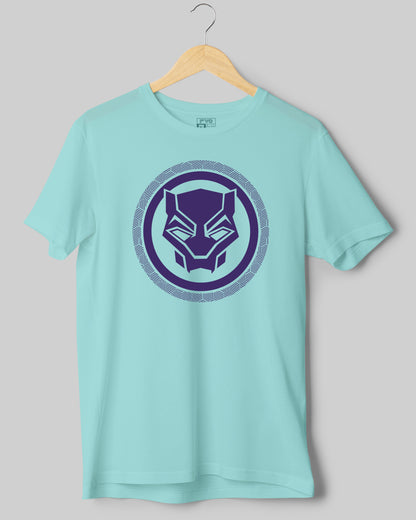 FVO Printed half sleeve round neck cotton Outer Black Panther Logo Sky t-shirt.